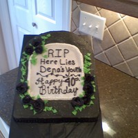 Over The Hill 40Th Cake This is a 11 X 15 with the top carved to look like a tombstone. It is iced in buttercream. TYFL!