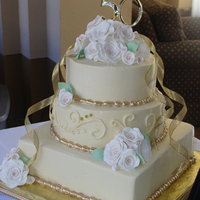Mom And Dad's 50Th Anniversary Cake white cake with white chocolate icing, gumpaste and royal decorations
