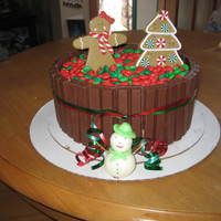 Christmas Candy Basket Cake Christmas Candy Basket Cake - an orange chiffon cake, covered in chocolate frosting, surrounded with KitKats and filled with M&M's...
