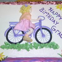 Little Girls Birthday Cake Buttercream icing with Fondant Decorations