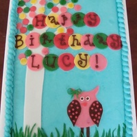 Owl Birthday Owl birthday cake based on invitation design. BC with fondant accents
