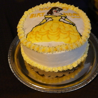 Belle Birthday Cake Disney Belle birthday cake for my daughter. FBCT for the picture, also used glitter icing gel to do the details, but did that after the...