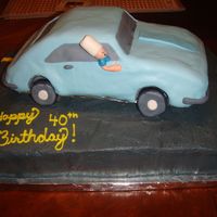 40Th Birthday Mid-life crisis cake... he bought a 1967 blue camero. His wife wanted to get him a cake that depicted his car and love of cooking for his...