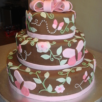 Flowers And Butterflies Baby Shower First time trying to make a fondant bow! I am proud of it!