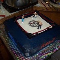 Wwe World Wrestling Entertainment Cake I did this cake for a friends 5year old son who was into wrestling, I did a medium square sized 3 layered cake, Its all butercream frosting...