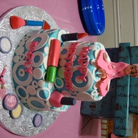 Make Up/ Spa Party Cake little spa girl on top with make up!