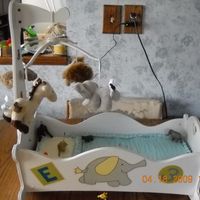 Jungle Theme Baby Shower Cake This is my first cake for someone outside of the family. Just a marble cake set inside a doll cradle.