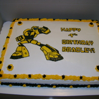 Bumblebee Cake White cake with buttercream icing. Bumblebee is FBCT. Thanks for looking!