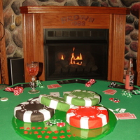 Birthday Cake 4-6 inch one layer cakes covered in fondant to match poker chips