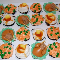 Dinner Time! Pumpkin cupcakes with maple frosting, decorated to look like a complete Thanksgiving dinner.