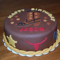 Western Birthday Chocolate fondant covered cake with fondant western accents