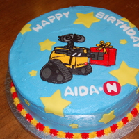 Walle Cake FBCT Walle, butter cream frosting with fondant stars and letter
