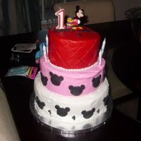 Twins Birthday This was a cake I made for a friend's twins First Birthday Party. The theme was Minnie & Mickey Mouse. This is my second cake. Is...