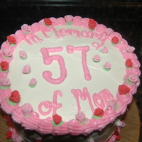 Jim's Memorial Cake This cake was for a friend and his son's who lost their wife/mother. They wanted a cake to celebrate her birthday. Basic choc/vanilla...