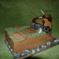 Army Tank Cake Landon wanted a really cool army cake for his birthday.I believe this was a 12in pound cake. I used scraps to build the ramp and covered/...