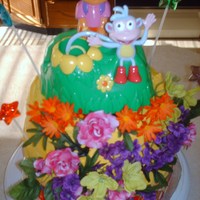 Dora The Explorer Dora the Explorer cake for a friends daughters 3rd birthday party. Butter Cream icing, lolipops for the stars and a bubble machine topper...