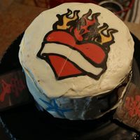 Anniversary This cake was made for my husband for our anniversary. It was very sloppy, but my first time doing chocolate transfers