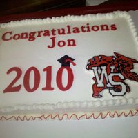 Wildcat Graduation 12x18 half sheet cake, chocolate chocolate cake with buttercream frosting. Fondant lettering and 2010 cut with cricut, piped grad cap and...