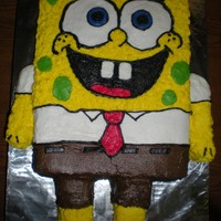 Sponge Bob Cake This cake was cut from a 16 inch square and iced totally in butter cream.
