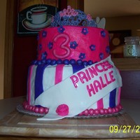 Princess Cake Royal icing tiara. Iced in buttercream with fondant decorations.