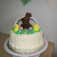 Easter Basket Cake The cake is a simple white cake with BC icing and colored coconut for the grass . I didn't have a lot of time to work on this cake...