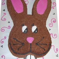 Lil Bunnie Foofoo I made this cake for our family's Easter party. The face is a heart pan and the ears are cut from a round, with the teeth being half...