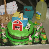 Farm Cake Farm cake all buttercream with fondant animals, sun and barn.