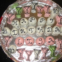 Cakeballs I made some cakeballs for a 40th birthday party we were attending. I shaped some into martini glasses. I didn't have much time (just...