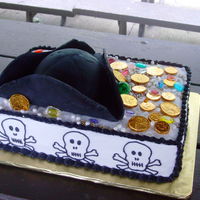 Pirate Booty! The perfect cake for a 2 year old pirate complete with edible jewels!!! Hat is made of fondant and took several tries and a couple days to...