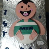 Birthday Baby Cake mommy neth wanted a baby cake same as the one arkin had on his christening but for a one year old...i gave the baby cake hair and teeth...
