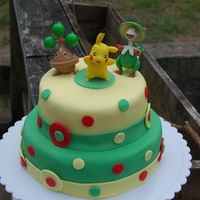 Pokemon Cake Fondant w/fondant accents... figures are toys (requested by recipient)