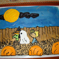 Charlie Brown Halloween My son colored a picture from a colring book and asked me to duplicate it on a cake for his birthday..