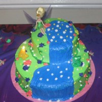 Tinkebell Cake Decorated with buttercream. Made for a double birthday party for my daughter and step daughter.