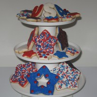4Th Of July Cookies Sugar cookies decorated with royal icing for teh 4th of July.
