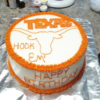 Texas Longhorns Bday cake for a 14 year old. Cake decorated in Buttercream.