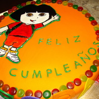 Dora Bday Cake fondant covered cake