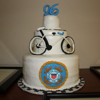 Bicycle Retirement Cake This cake was for a gentleman that likes bicycling. He retired from the Coast Guard after 26 years of service. My husband took the pictures...