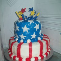 4Th Of July Marble cake with buttercream icing and rolled fondant, it was my first time with fondant. lol thanks to all the cc'ers for your...