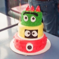 Yo Gabba Gabba Yo Gabba Gabba cake i made for my 3 yr old sons bday. It was strawberry top layer chocolate middle and confetti bottom, thanks all cc'...