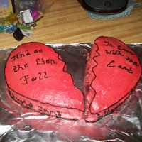 Twilight This is a Twilight cake I made for a friend for her bday. It is a hand carved heart, red velvet cake and butter cream icing. Also around...