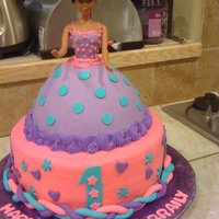Princess Bday Cake Doll cake for a 1 yr old. BC and fondant accents. Didn't really know how to do her hair. Kind of hard to do on such a tiny head! LOL...