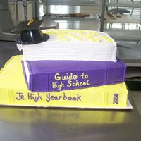Off To High School 2 - 9X13 cakes were used to make this cake. The bottom is a full 9X13 and the other two are made of a 9X13 cut slightly off center. Each...