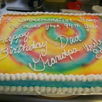 A Collectors Stamp This sheet cake was for a man turning 94 and a stamp collector. They did not want an over the hill type cake but something colorful. So I...