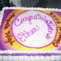 Non Girlish Graduation Cake! this was an 11 X 15 sheet cake frosted with buttercream. I laid an 8" cake cardboard in the center and air brushed with purple and...