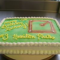 Make It A Home Run Birthday! This 9X13 sheet cake was decorated with buttercream. air brushed a baseball field on it for a 10 yr old birthday and decorated it with...
