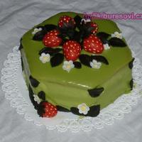Strawberries Ii. Green Chocolate icing, marzipan