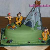 Indians Vanilla and cocoa cake, chocolate cream, apricot jam, blueberry jam