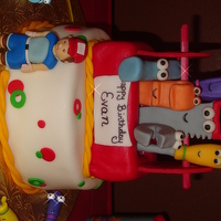 Handy Manny Cake All Fondant Characters, chocolate cake with buttercream, tool box vanilla cake with b.c, done for my nephew in one long evening, but it was...