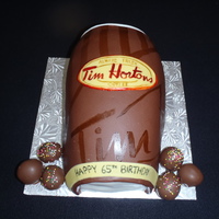 Tim Hortons Cup A cake for a chocolate addict! fondant, buttercream, mousse, and cake all chocolate:) First time hand painting a cake and i was happy how...