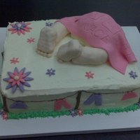 Baby Rump Cake Red velvet cake with a white chocolate cream cheese icing. The baby was formed from RKT and covered with MMF. MMF and Royal Icing accents...